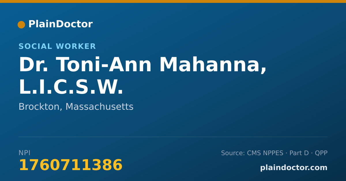 Shareable card for Toni-Ann Mahanna, L.I.C.S.W. - Social Worker, Brockton, MA