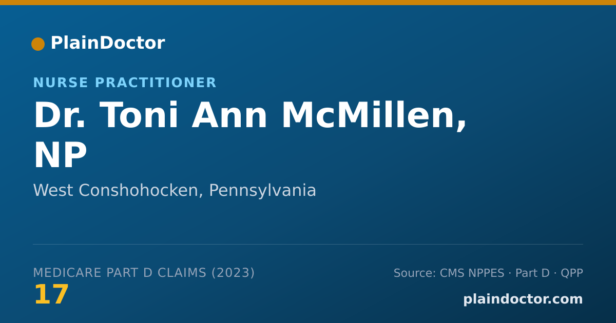 Shareable card for Toni Ann McMillen, NP - Nurse Practitioner, West Conshohocken, PA