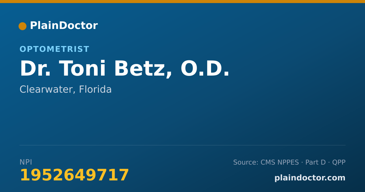 Shareable card for Toni Betz, O.D. - Optometrist, Clearwater, FL