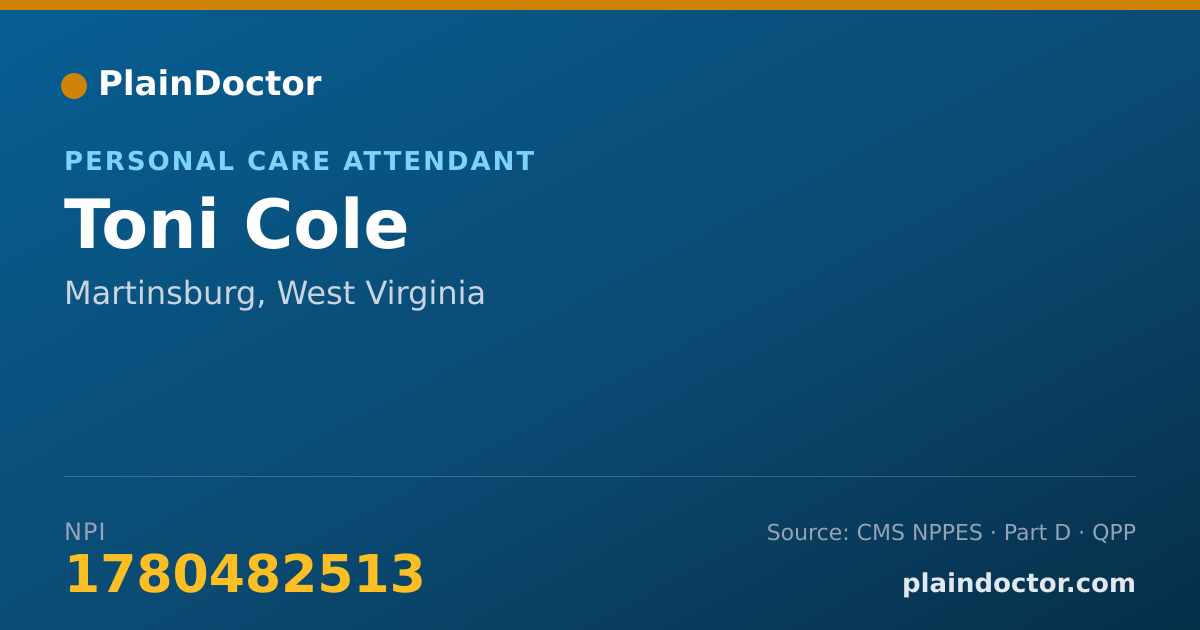 Shareable card for Toni Cole - Personal Care Attendant, Martinsburg, WV