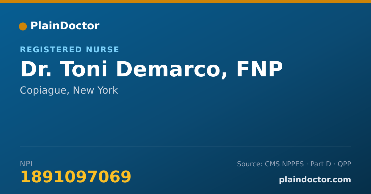 Shareable card for Toni Demarco, FNP - Registered Nurse, Copiague, NY