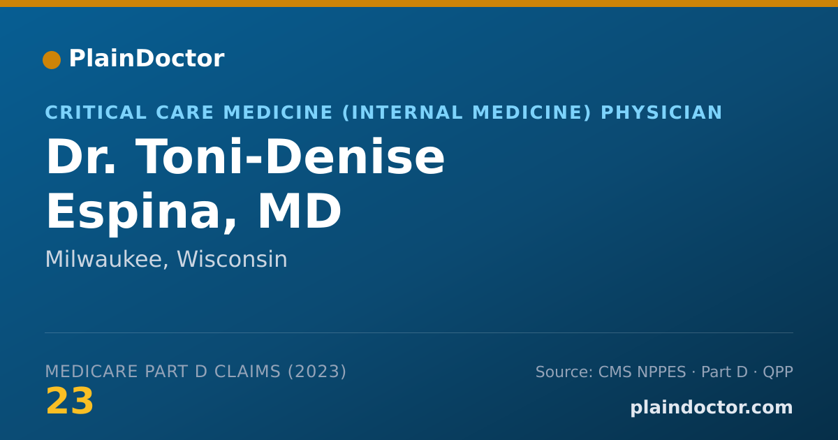 Shareable card for Toni-Denise Espina, MD - Critical Care Medicine (Internal Medicine) Physician, Milwaukee, WI