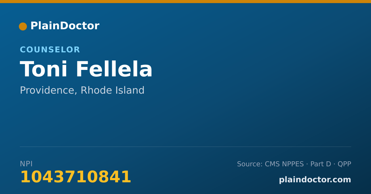 Shareable card for Toni Fellela - Counselor, Providence, RI