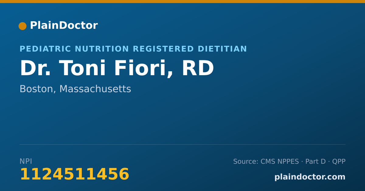 Shareable card for Toni Fiori, RD - Pediatric Nutrition Registered Dietitian, Boston, MA