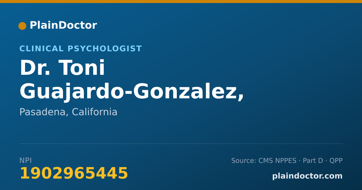 Shareable card for Toni Guajardo-Gonzalez, PH.D. - Clinical Psychologist, Pasadena, CA