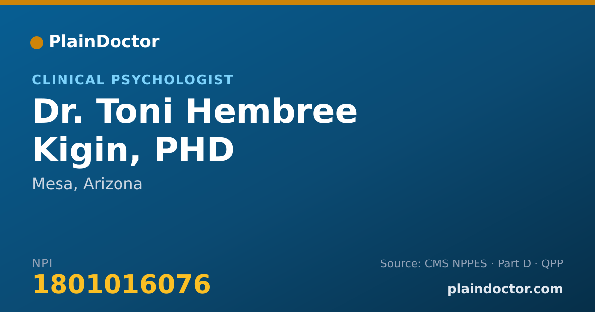 Shareable card for Toni Hembree Kigin, PHD - Clinical Psychologist, Mesa, AZ