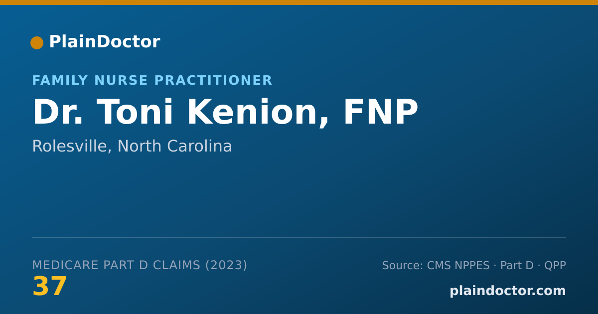Shareable card for Toni Kenion, FNP - Family Nurse Practitioner, Rolesville, NC
