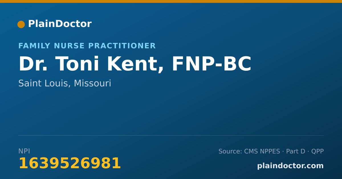 Shareable card for Toni Kent, FNP-BC - Family Nurse Practitioner, Saint Louis, MO