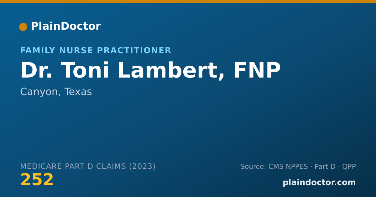 Shareable card for Toni Lambert, FNP - Family Nurse Practitioner, Canyon, TX