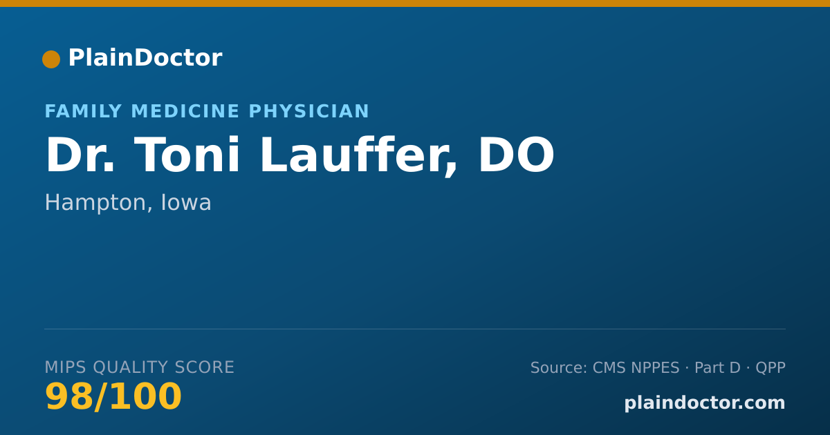 Shareable card for Toni Lauffer, DO - Family Medicine Physician, Hampton, IA