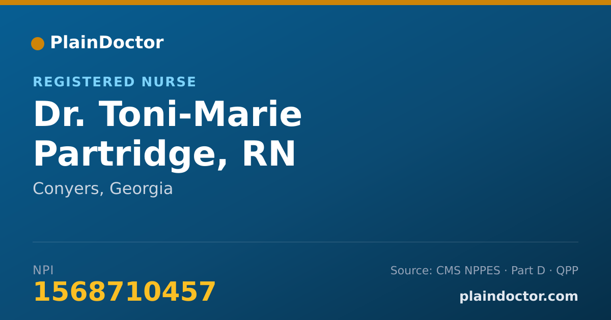 Shareable card for Toni-Marie Partridge, RN - Registered Nurse, Conyers, GA