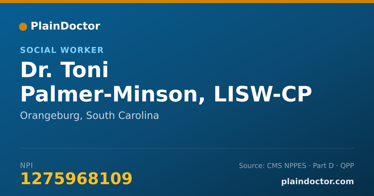 Shareable card for Toni Palmer-Minson, LISW-CP - Social Worker, Orangeburg, SC