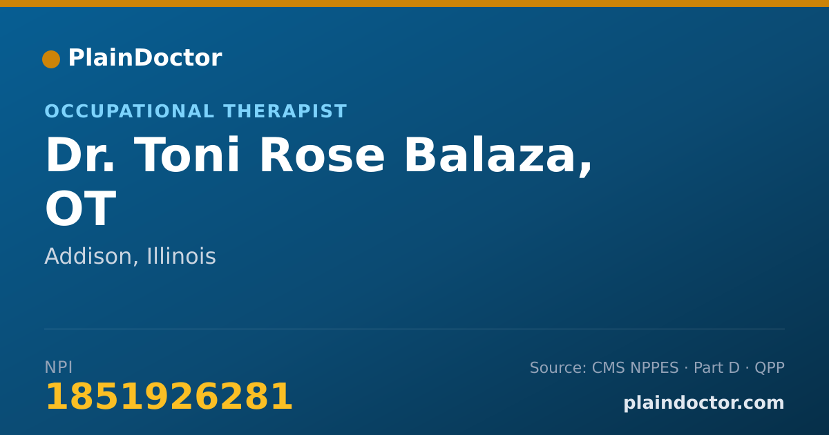 Shareable card for Toni Rose Balaza, OT - Occupational Therapist, Addison, IL