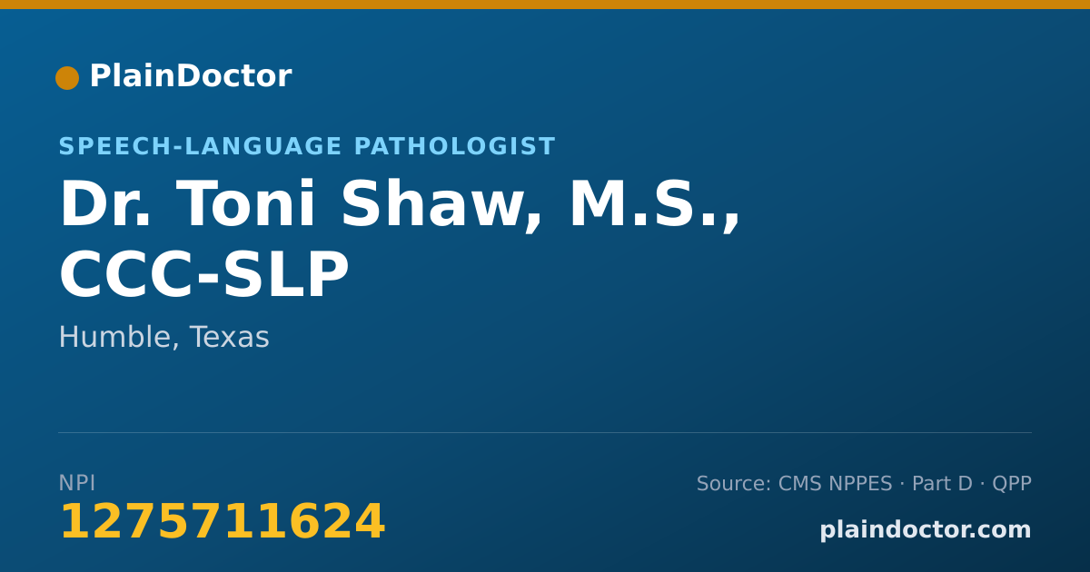 Shareable card for Toni Shaw, M.S., CCC-SLP - Speech-Language Pathologist, Humble, TX