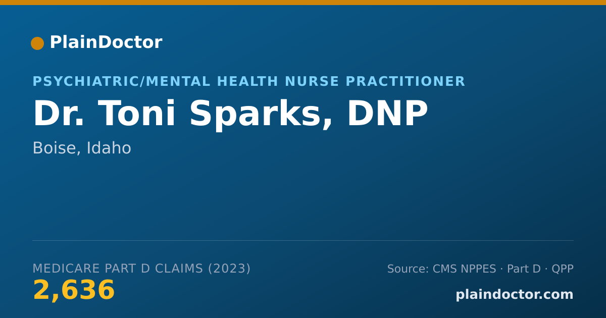 Shareable card for Toni Sparks, DNP - Psychiatric/Mental Health Nurse Practitioner, Boise, ID