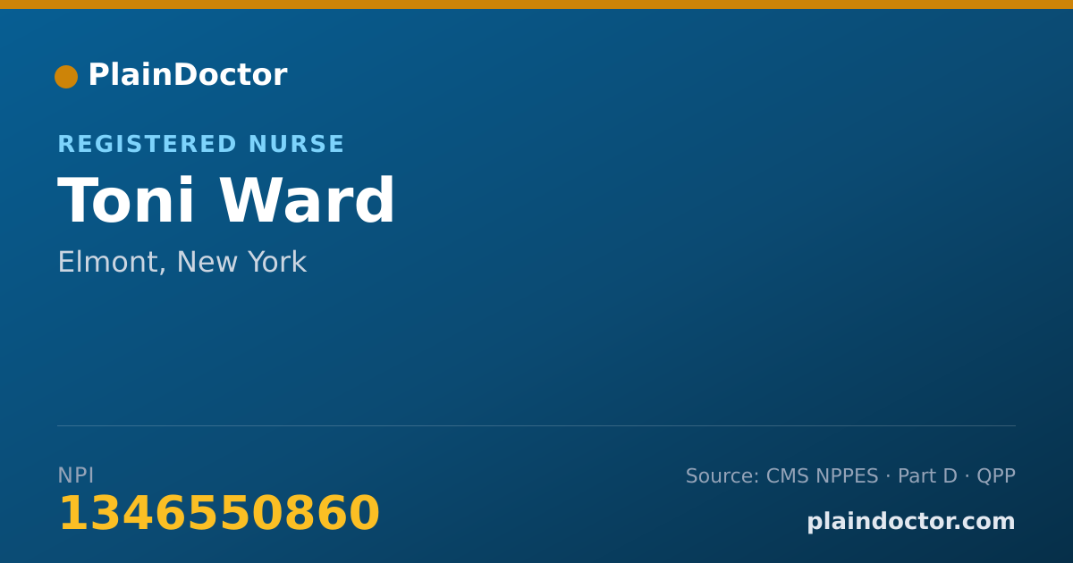 Shareable card for Toni Ward - Registered Nurse, Elmont, NY