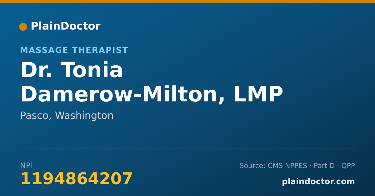 Shareable card for Tonia Damerow-Milton, LMP - Massage Therapist, Pasco, WA