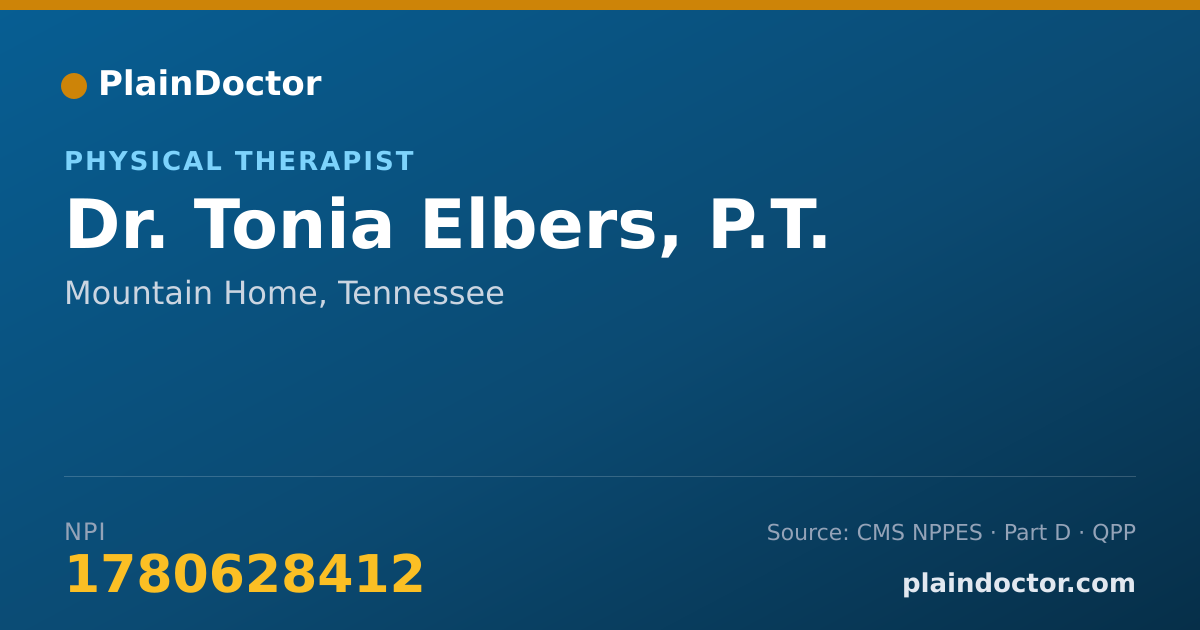 Shareable card for Tonia Elbers, P.T. - Physical Therapist, Mountain Home, TN