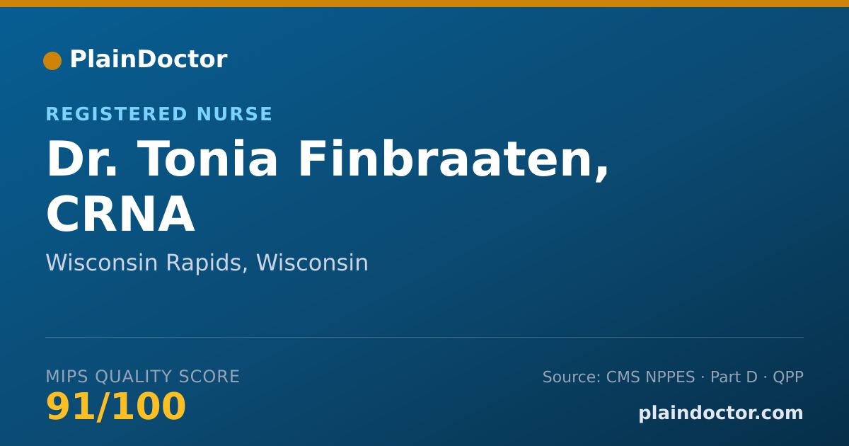 Shareable card for Tonia Finbraaten, CRNA - Registered Nurse, Wisconsin Rapids, WI