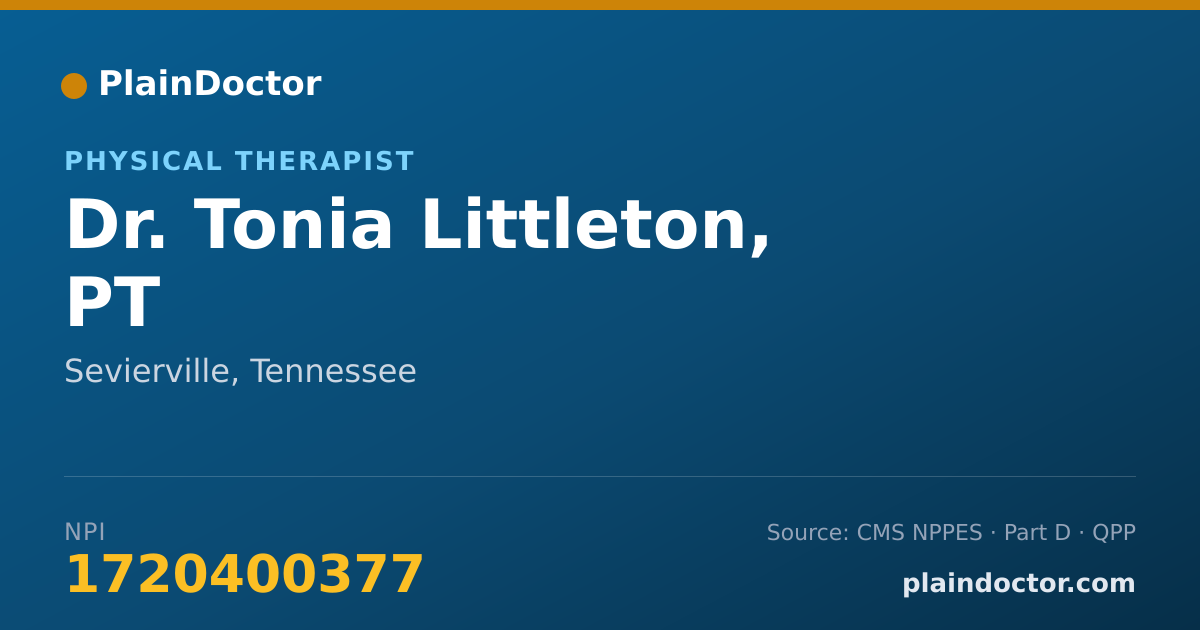 Shareable card for Tonia Littleton, PT - Physical Therapist, Sevierville, TN