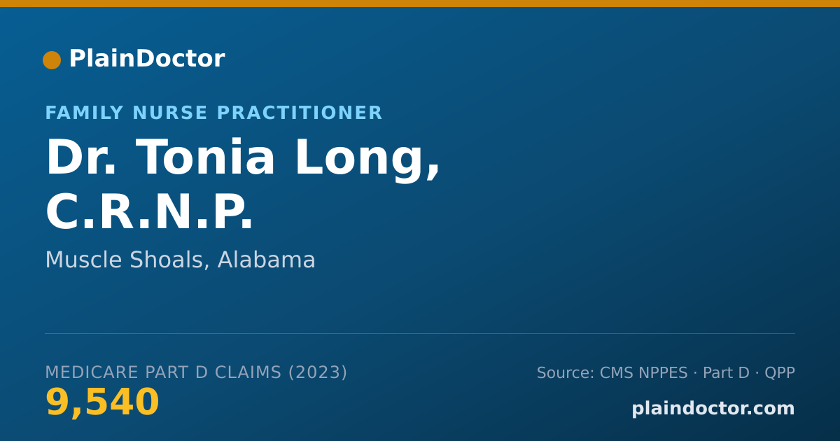 Shareable card for Tonia Long, C.R.N.P. - Family Nurse Practitioner, Muscle Shoals, AL