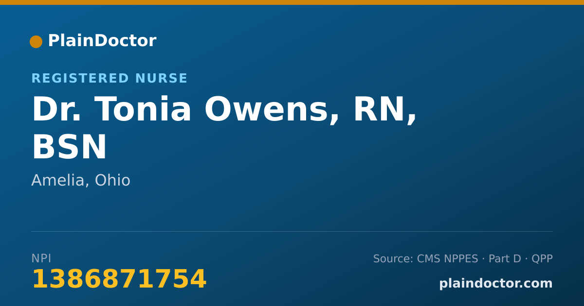 Shareable card for Tonia Owens, RN, BSN - Registered Nurse, Amelia, OH
