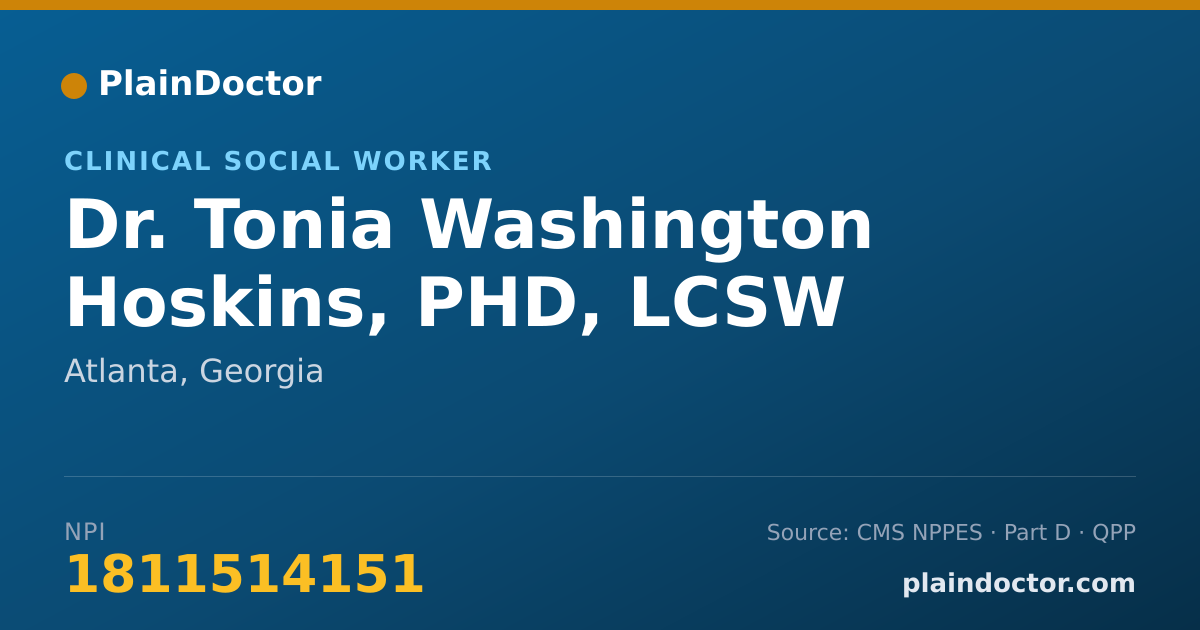 Shareable card for Tonia Washington Hoskins, PHD, LCSW - Clinical Social Worker, Atlanta, GA