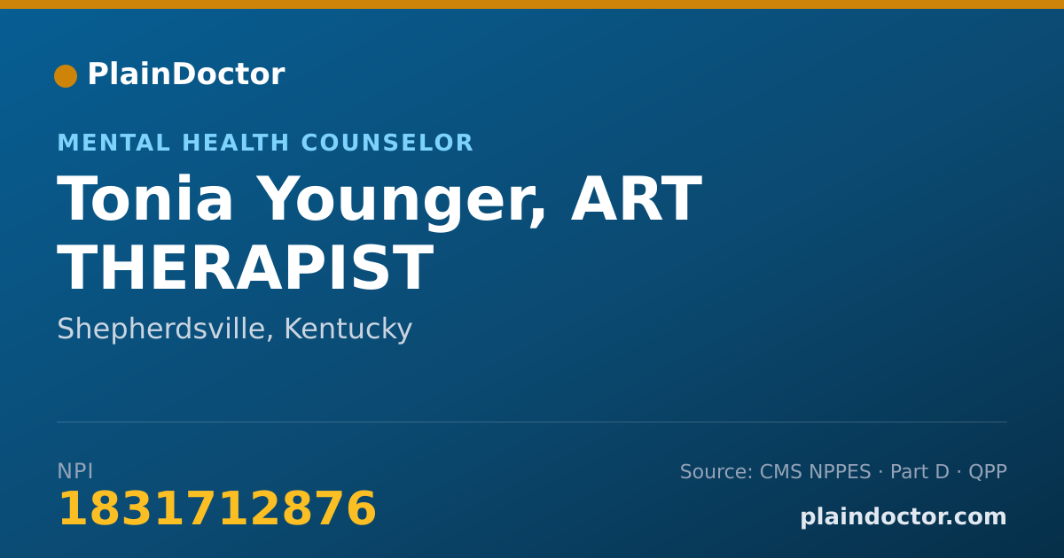 Shareable card for Tonia Younger, ART THERAPIST - Mental Health Counselor, Shepherdsville, KY