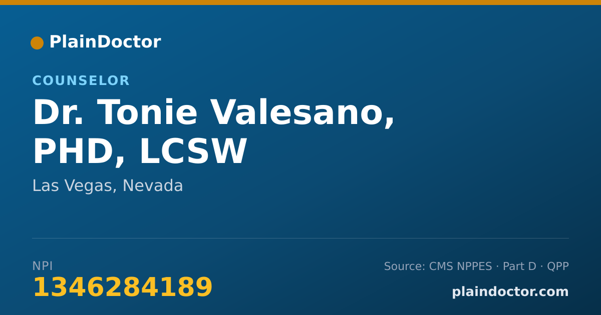 Shareable card for Tonie Valesano, PHD, LCSW - Counselor, Las Vegas, NV