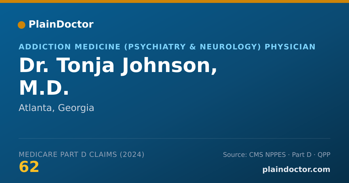 Shareable card for Tonja Johnson, M.D. - Addiction Medicine (Psychiatry & Neurology) Physician, Atlanta, GA