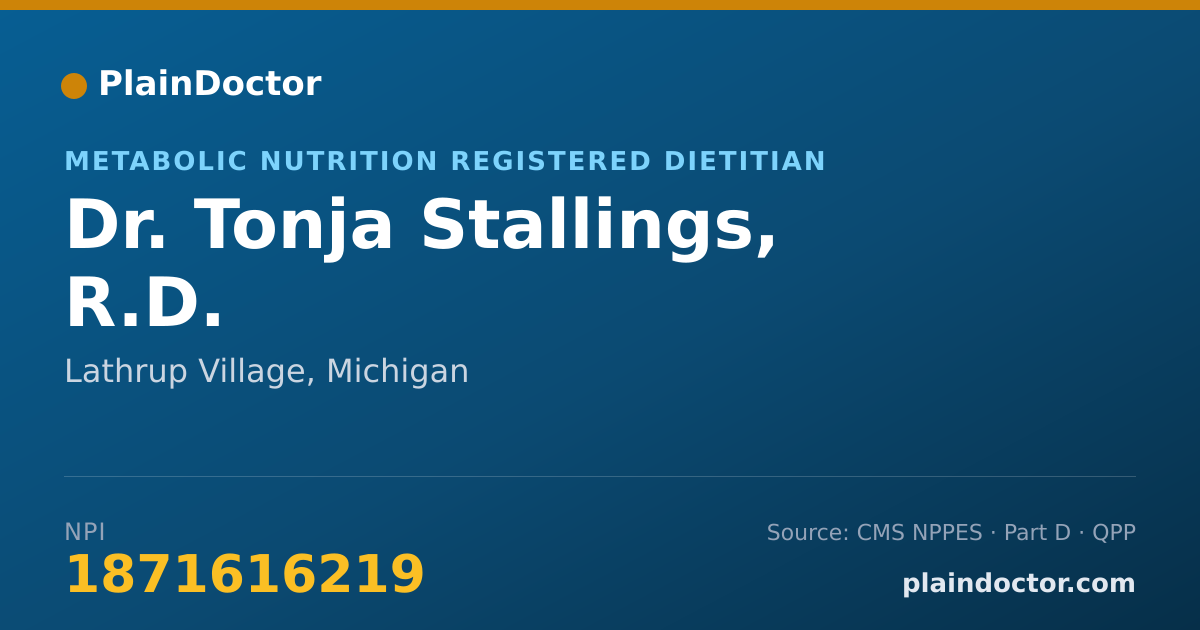 Shareable card for Tonja Stallings, R.D. - Metabolic Nutrition Registered Dietitian, Lathrup Village, MI
