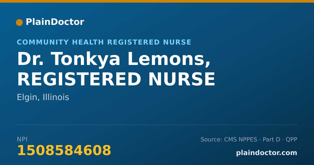 Shareable card for Tonkya Lemons, REGISTERED NURSE - Community Health Registered Nurse, Elgin, IL