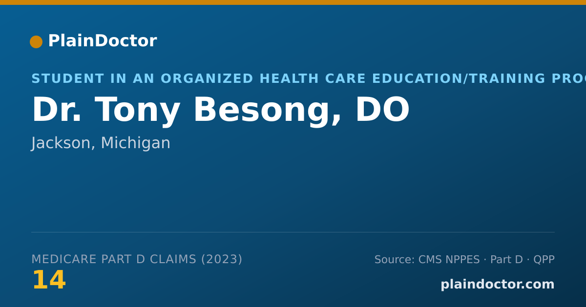 Shareable card for Tony Besong, DO - Student in an Organized Health Care Education/Training Program, Jackson, MI