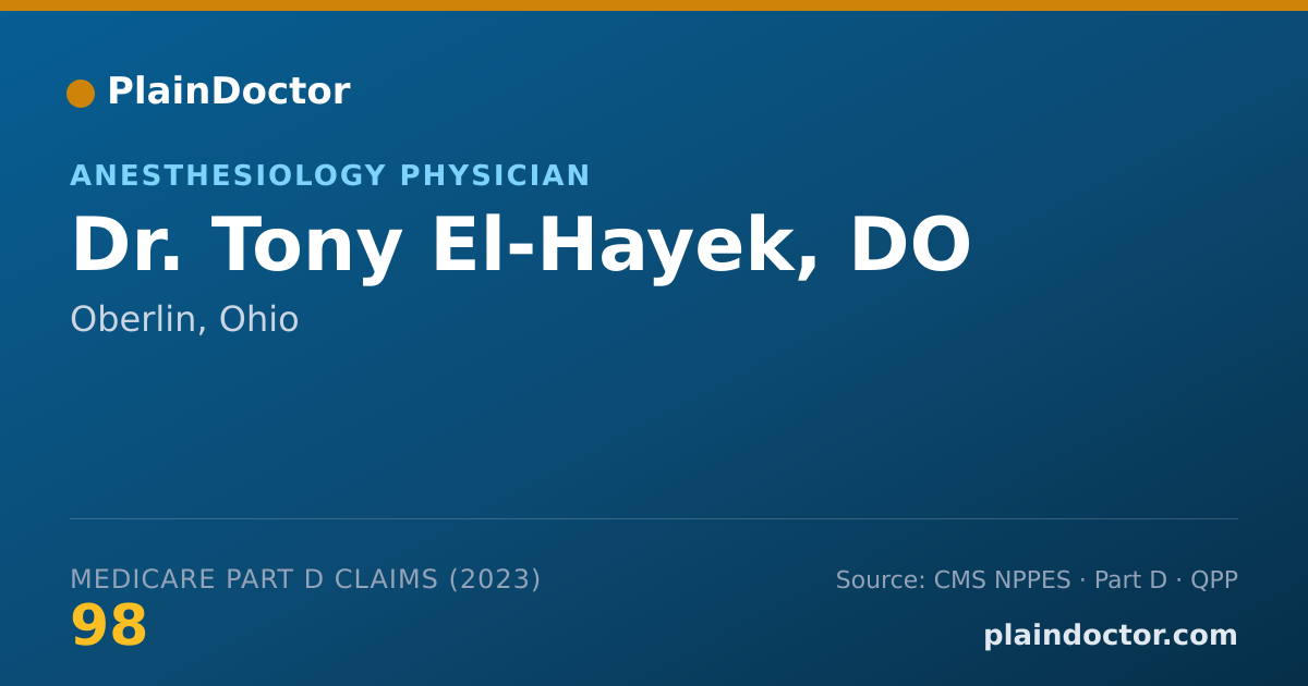 Shareable card for Tony El-Hayek, DO - Anesthesiology Physician, Oberlin, OH