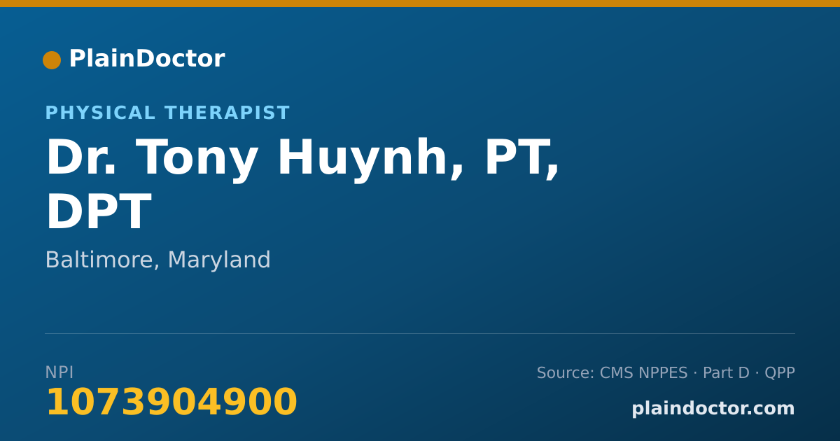 Shareable card for Tony Huynh, PT, DPT - Physical Therapist, Baltimore, MD