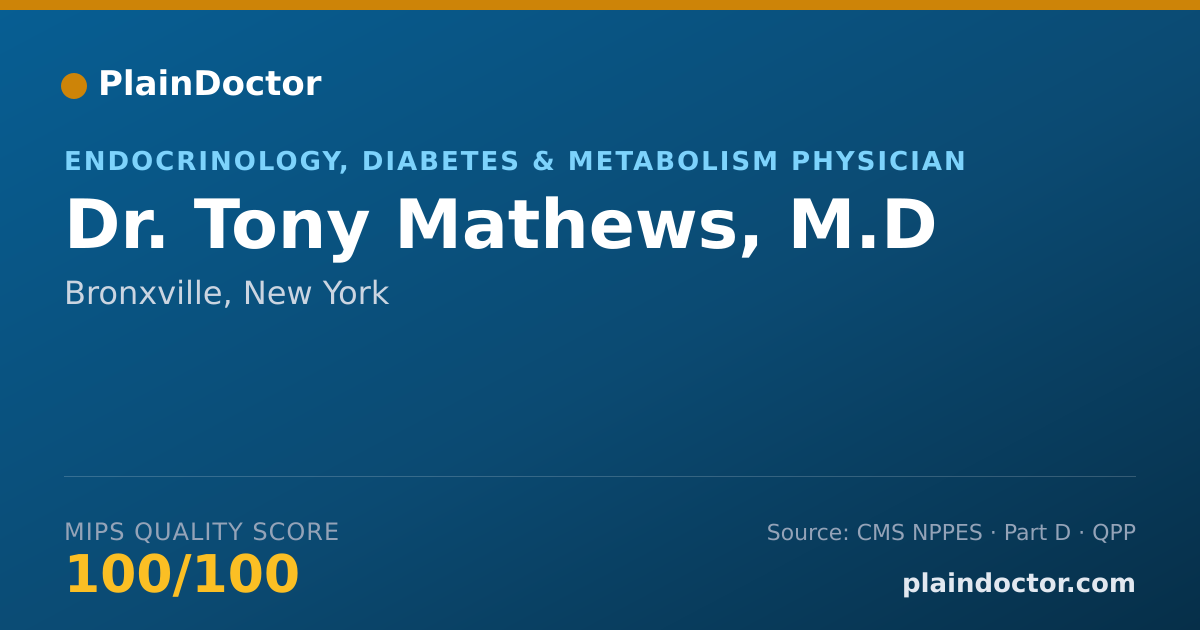 Shareable card for Tony Mathews, M.D - Internal Medicine Physician, Bronxville, NY