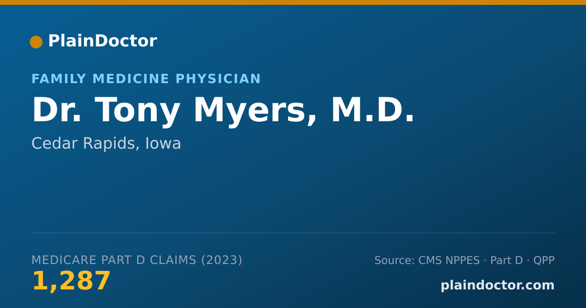Shareable card for Tony Myers, M.D. - Family Medicine Physician, Cedar Rapids, IA