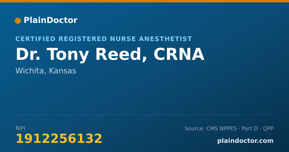 Shareable card for Tony Reed, CRNA - Certified Registered Nurse Anesthetist, Wichita, KS