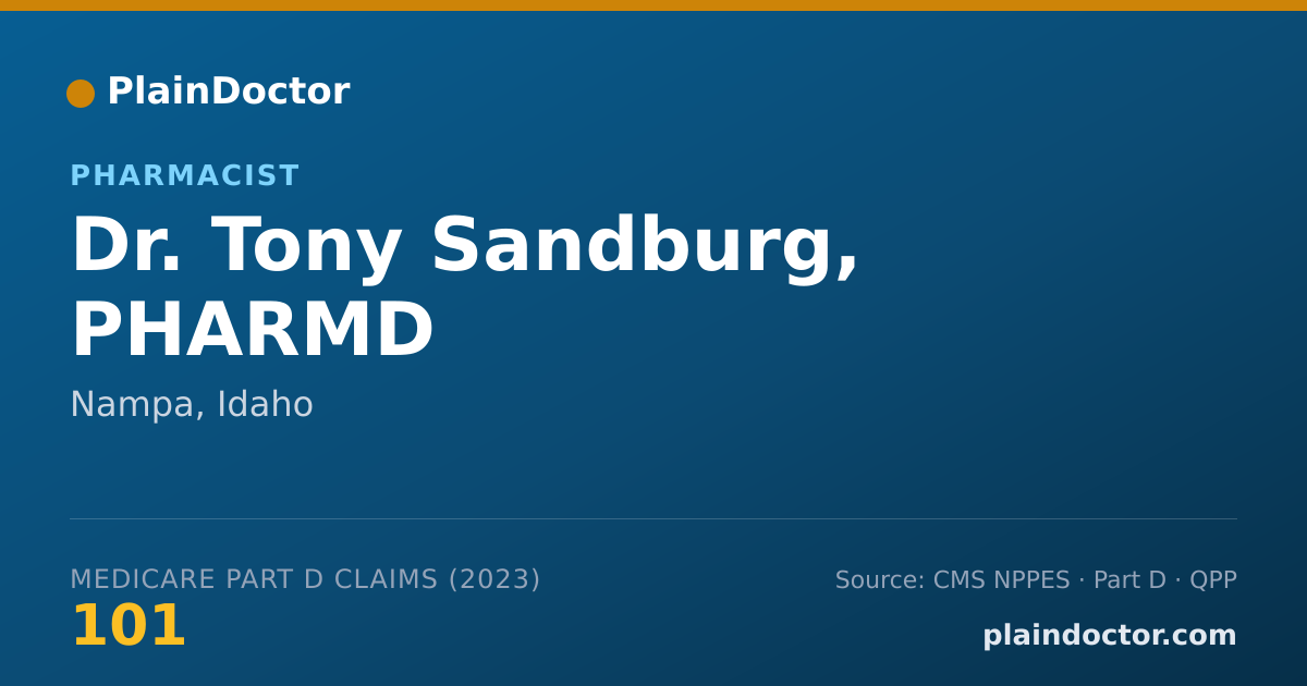 Shareable card for Tony Sandburg, PHARMD - Pharmacist, Nampa, ID