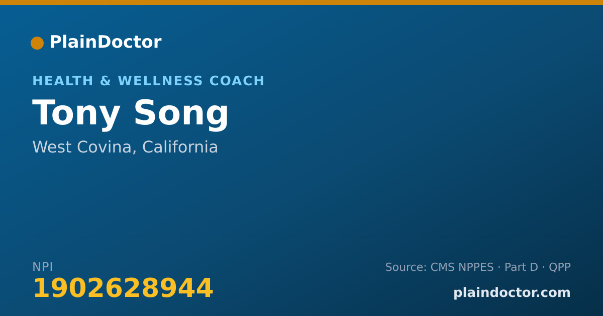 Shareable card for Tony Song - Health & Wellness Coach, West Covina, CA