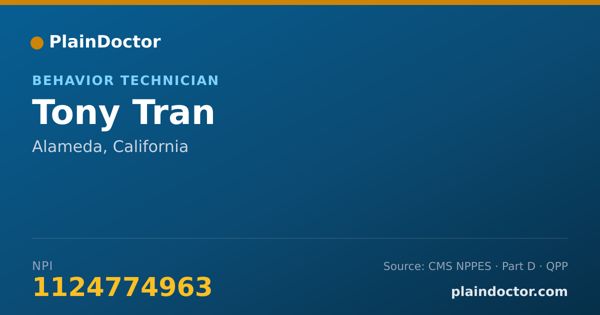 Shareable card for Tony Tran - Behavior Technician, Alameda, CA