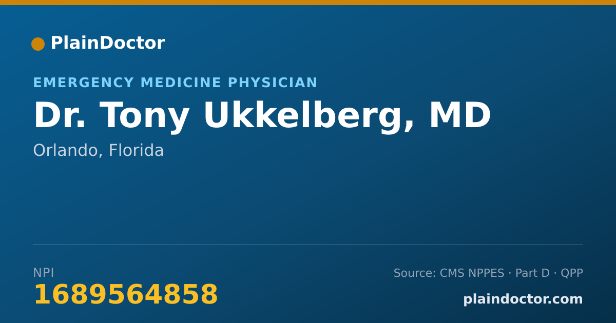 Shareable card for Tony Ukkelberg, MD - Emergency Medicine Physician, Orlando, FL