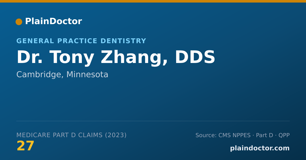 Shareable card for Tony Zhang, DDS - General Practice Dentistry, Cambridge, MN