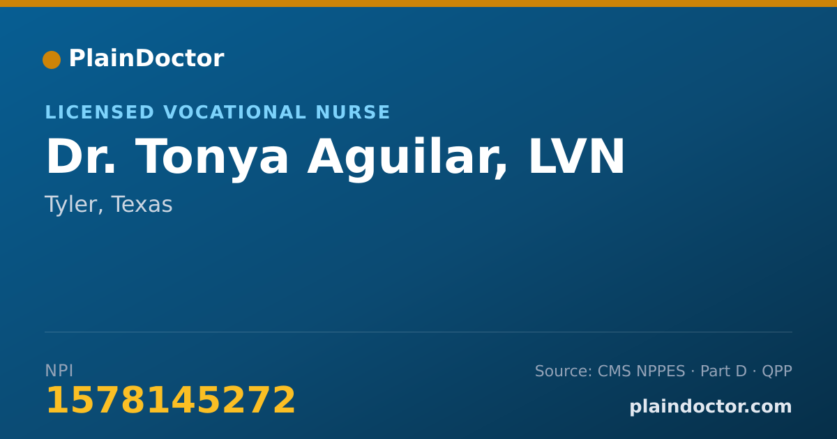 Shareable card for Tonya Aguilar, LVN - Licensed Vocational Nurse, Tyler, TX