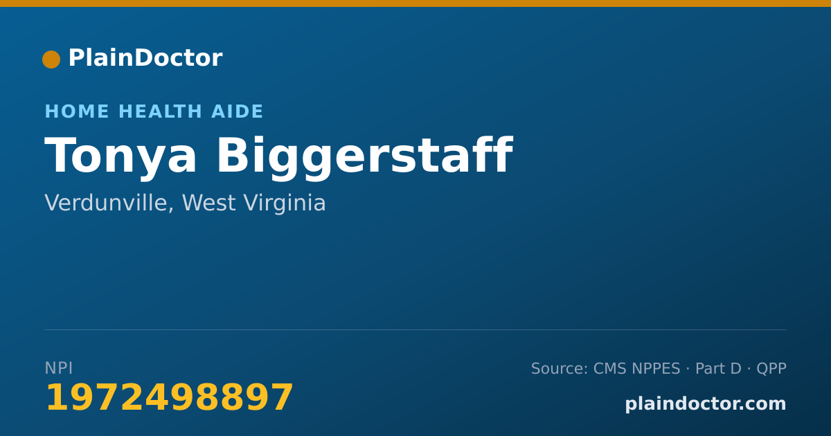 Shareable card for Tonya Biggerstaff - Home Health Aide, Verdunville, WV