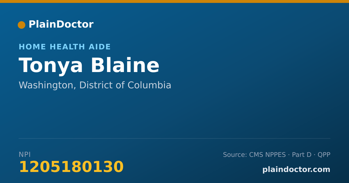 Shareable card for Tonya Blaine - Home Health Aide, Washington, DC