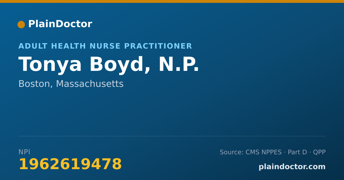 Shareable card for Tonya Boyd, N.P. - Adult Health Nurse Practitioner, Boston, MA