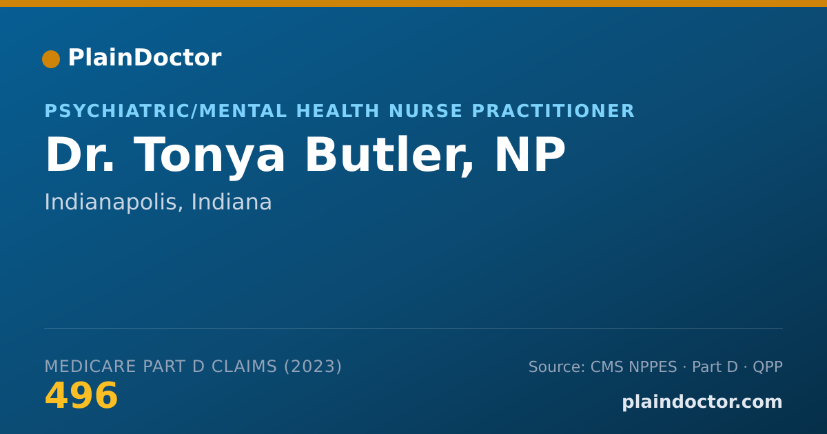 Shareable card for Tonya Butler, NP - Psychiatric/Mental Health Nurse Practitioner, Indianapolis, IN