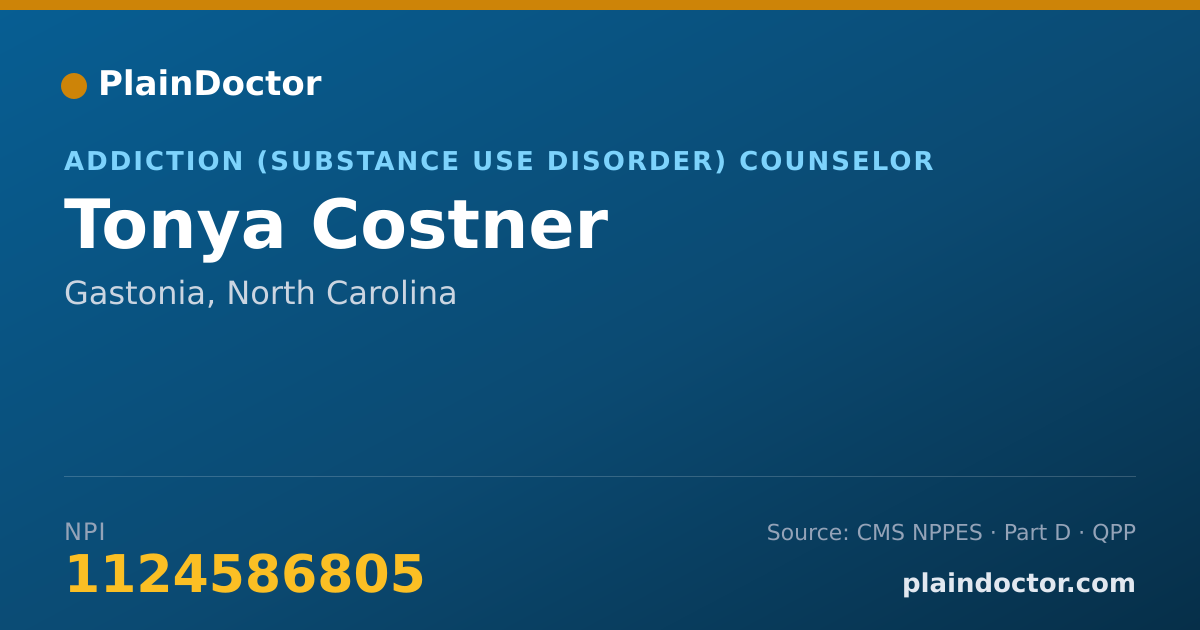 Shareable card for Tonya Costner - Addiction (Substance Use Disorder) Counselor, Gastonia, NC