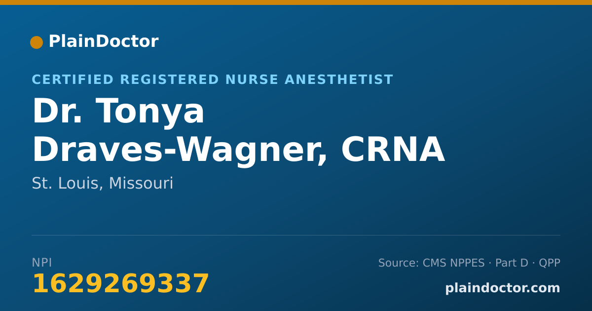 Shareable card for Tonya Draves-Wagner, CRNA - Certified Registered Nurse Anesthetist, St. Louis, MO
